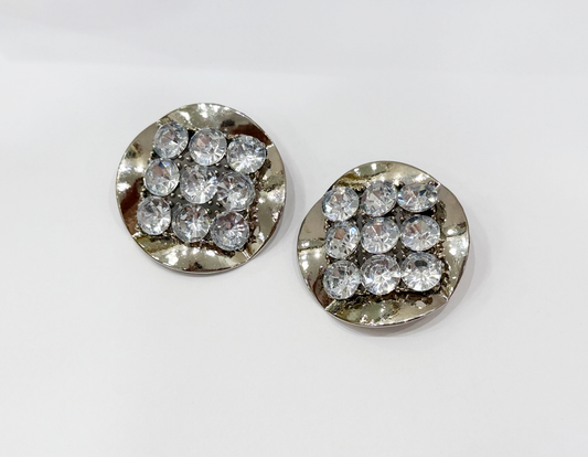 Silver Earrings With Rhinestones