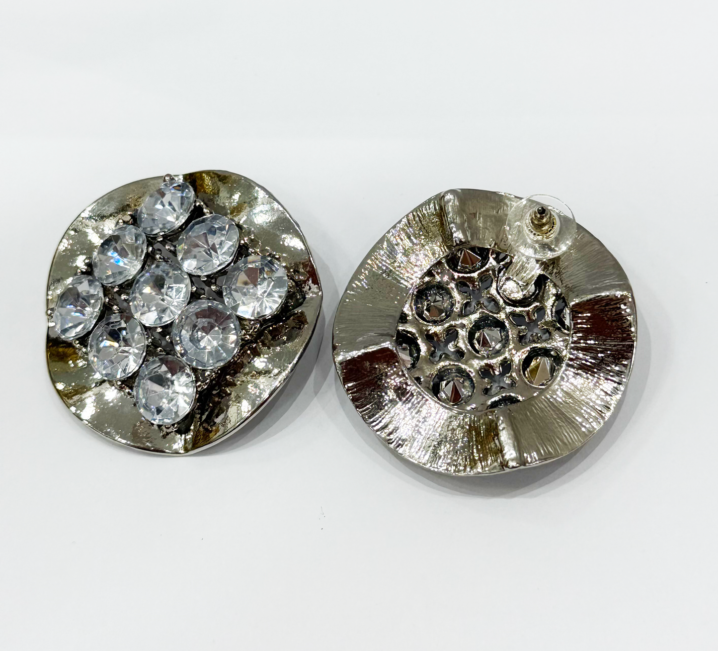 Silver Earrings With Rhinestones