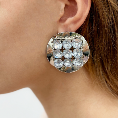 Silver Earrings With Rhinestones